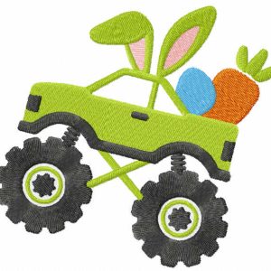 Easter Monster truck embroidery design