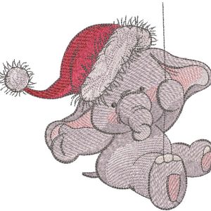 Elephant Christmas time embroidery design