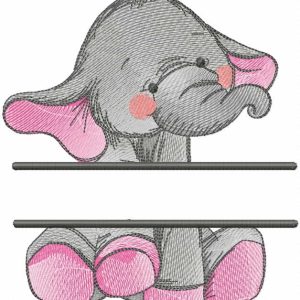 Elephant's monogram embroidery design