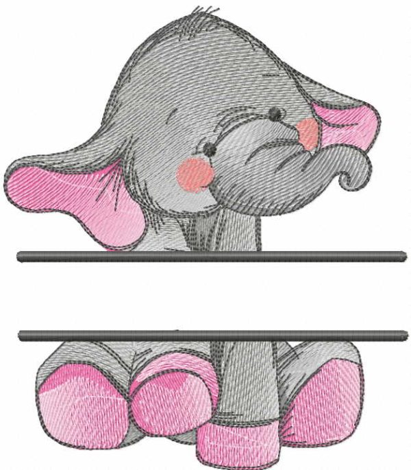 Elephant's monogram embroidery design