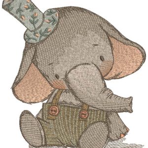 Elephant vintage style embroidery design