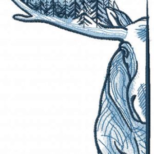 Elk outside the door embroidery design