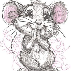 Enthusiastic mouse embroidery design