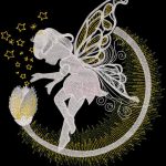 Fairy with magical fire flower embroidery design