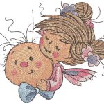 Fairy friends with snail embroidery design