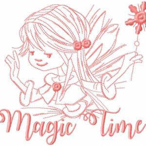 Fairy magic time embroidery design