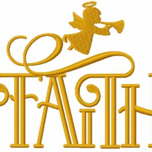 Faith trumpeting angel embroidery design