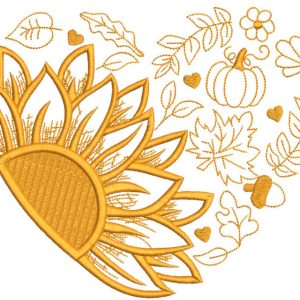 Fall Leaves Heart embroidery design