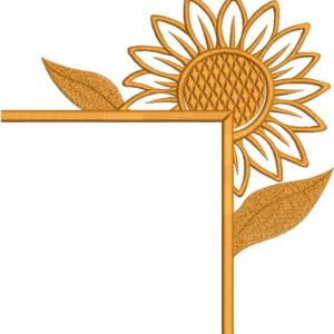 Fall sunflower corner embroidery design