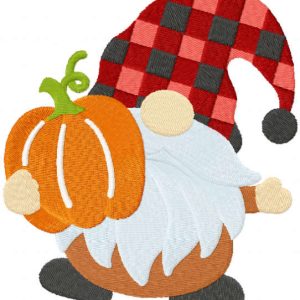 Fall gnome with pumkin embroidery design