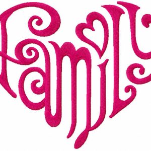 Family heart embroidery design