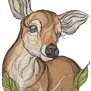 Fawn and snail embroidery design