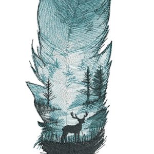 Feather night forest embroidery design