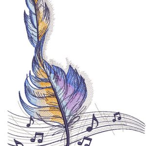 Feather treble clef embroidery design