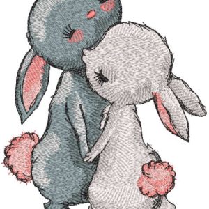 First meeting loving bunny embroidery design