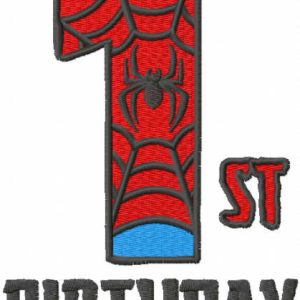 First spiderman birthday embroidery design