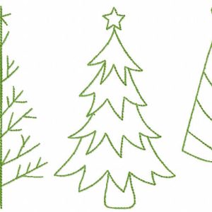Five Christmas trees embroidery design