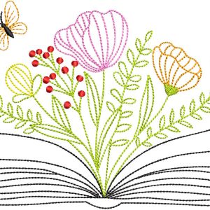 Floral Book embroidery design