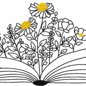 Floral book embroidery design