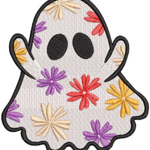 Floral ghost  embroidery design