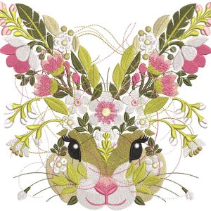 Floral Easter Bunny embroidery design