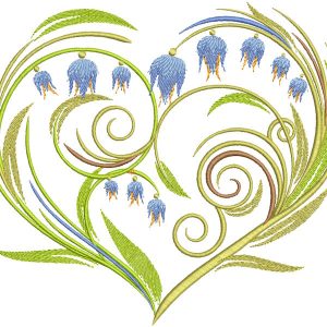 Flower heart bells embroidery design