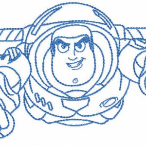 Flying Buzz Lightyear one colored embroidery design