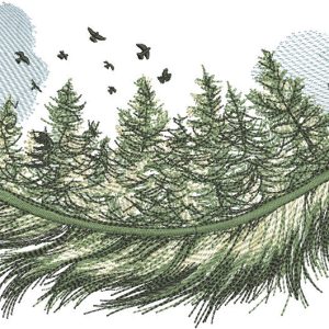 Forest feather embroidery design
