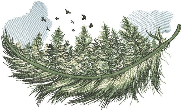 Forest feather embroidery design