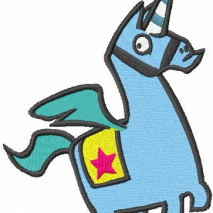 Fontnite llama unicorn embroidery design