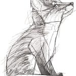 Fox greyscale sketch embroidery design