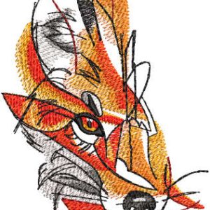 Fox color sketch embroidery design