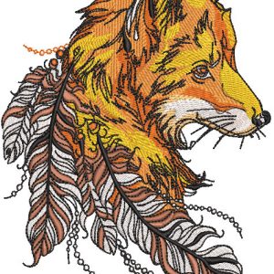 Fox feathers embroidery design