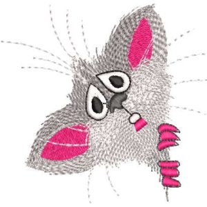 Frightened mouse peeking embroidery design