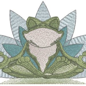 Frog yoga meditation embroidery design