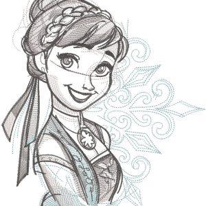 Frozen Anna sketch embroidery design