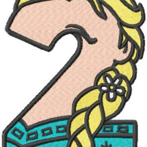 Frozen number 2 embroidery design
