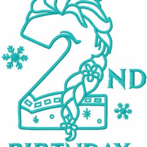 Frozen second birthday one colored embroidery design