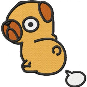 Funny Pug Kawaii embroidery design