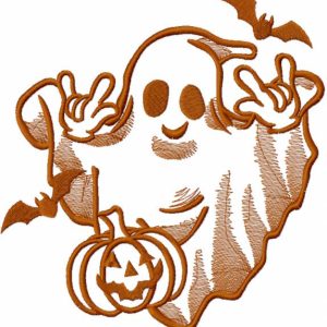 Funny dancing ghost embroidery design