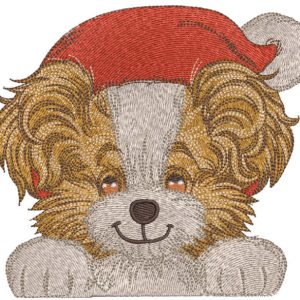 Funny Santa dog embroidery design