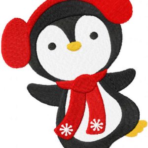 Funny Christmas penguin embroidery design