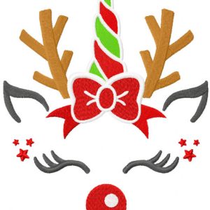 Funny Christmas unicorn embroidery design