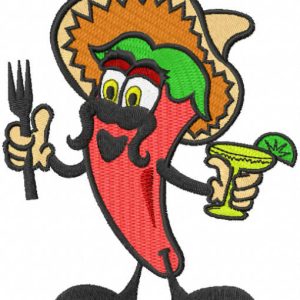 Funny mexican chili embroidery design