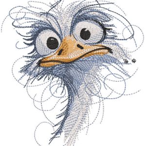 Funny ostrich embroidery design