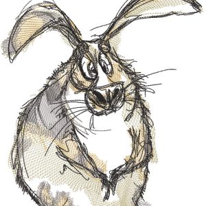Funny rabbit sketch embroidery design