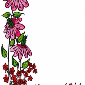 Garden corner in flowers embroidery design