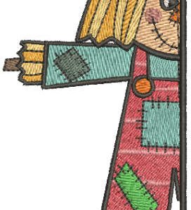 Garden scarecrow outside the door embroidery design