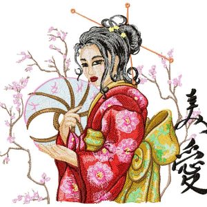 Geisha with Hairpin 2 embroidery design