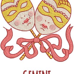 Gemini zodiac sign embroidery design